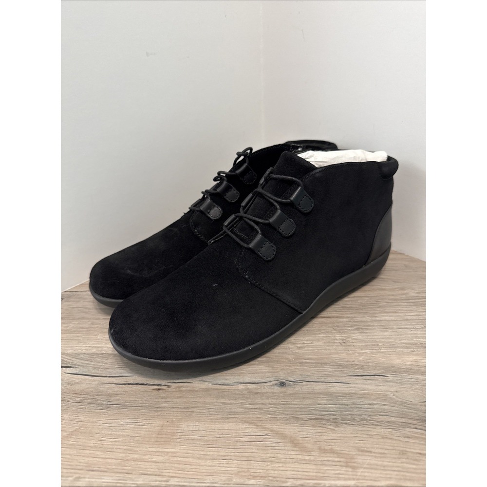 Clarks Medora Sage Suede Leather Lace Up Ankle Bootie In Black Size 9.5W READ